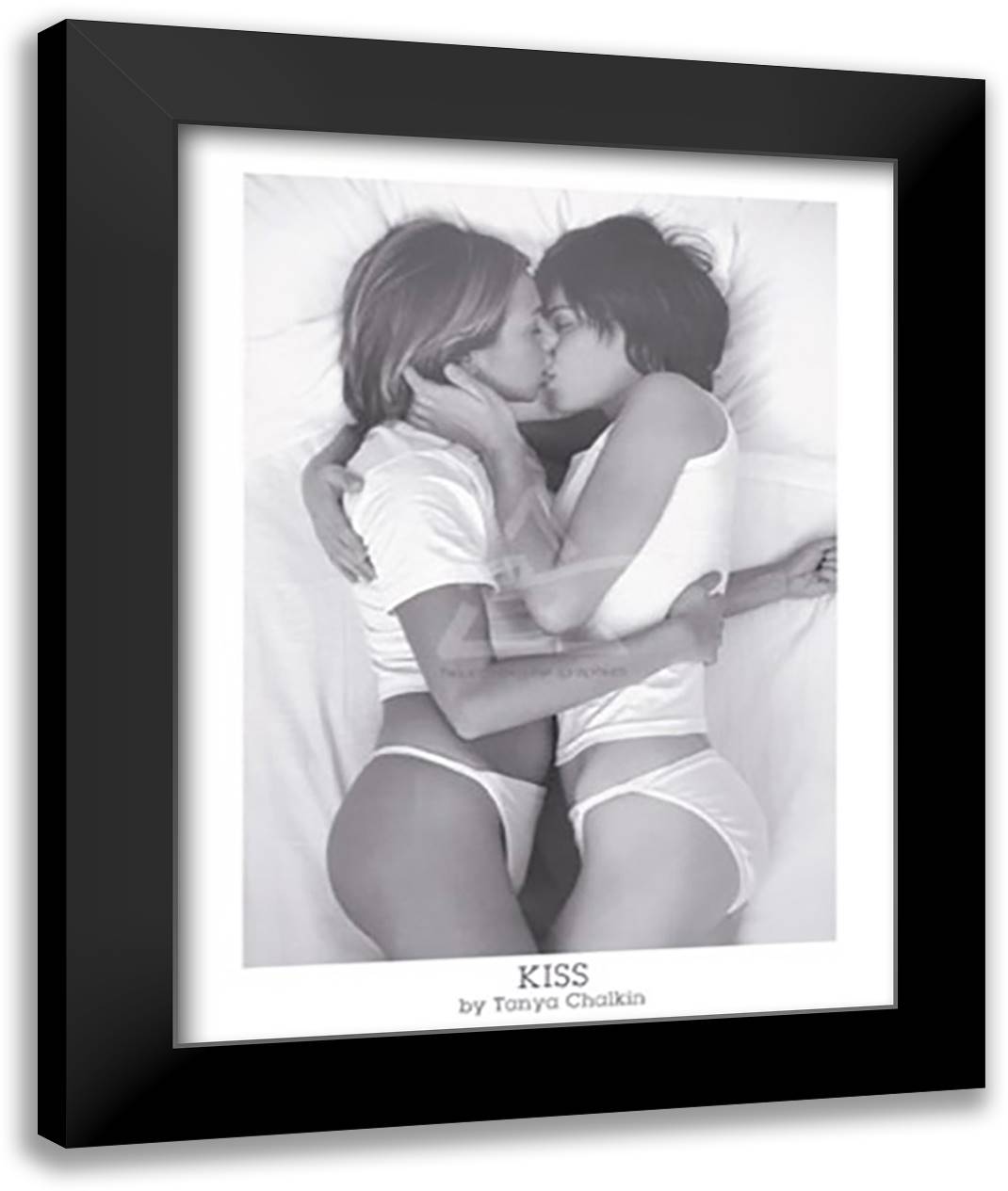 Kiss 28x36 Black Modern Wood Framed Art Print Poster by Chalkin, Tanya