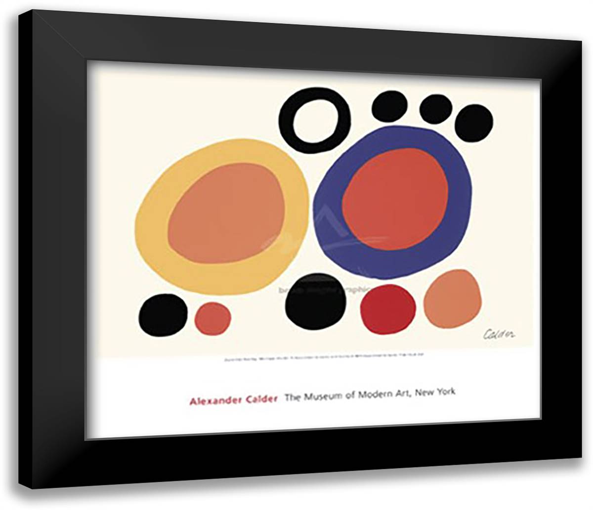 Smoke Rings 29x25 Black Modern Wood Framed Art Print Poster by Calder, Rosemary
