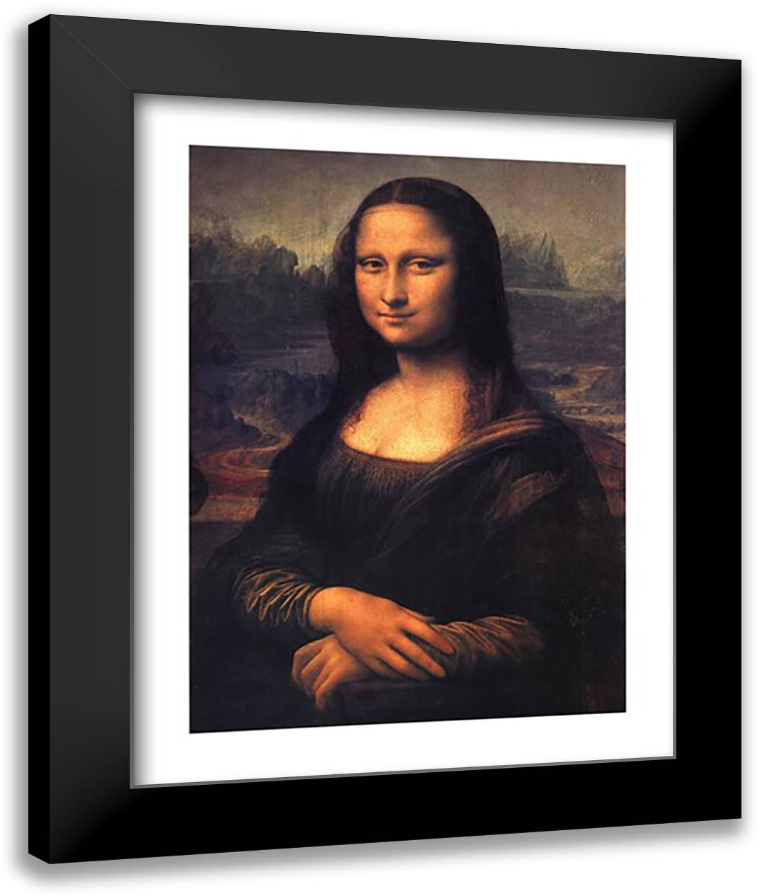 Mona Lisa, c.1507 28x36 Black Modern Wood Framed Art Print Poster by da Vinci, Leonardo
