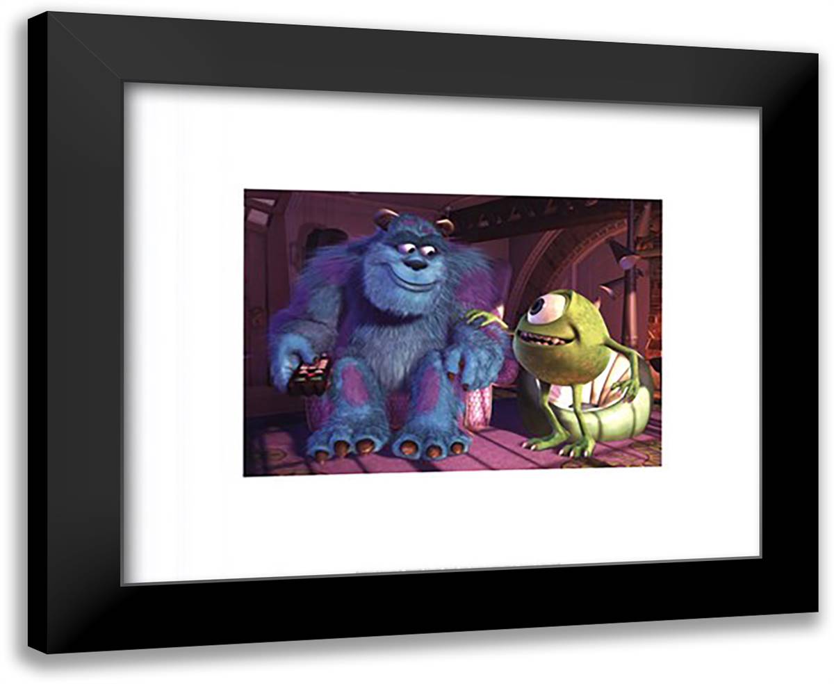 Mike & Sully 24x20 Black Modern Wood Framed Art Print Poster by Disney