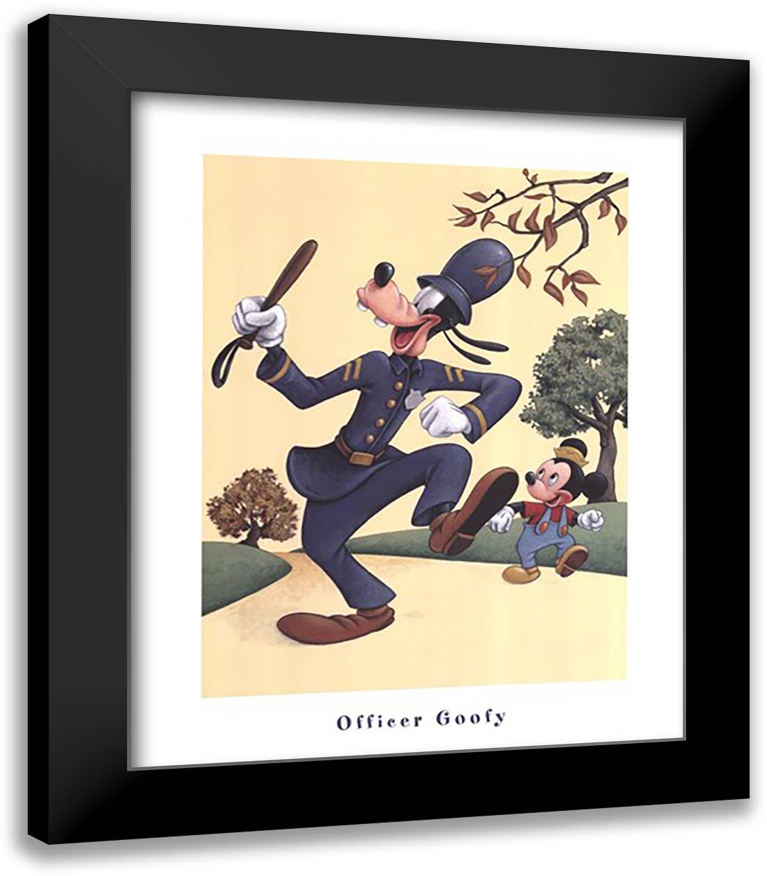 Officer Goofy 20x24 Black Modern Wood Framed Art Print Poster by Disney