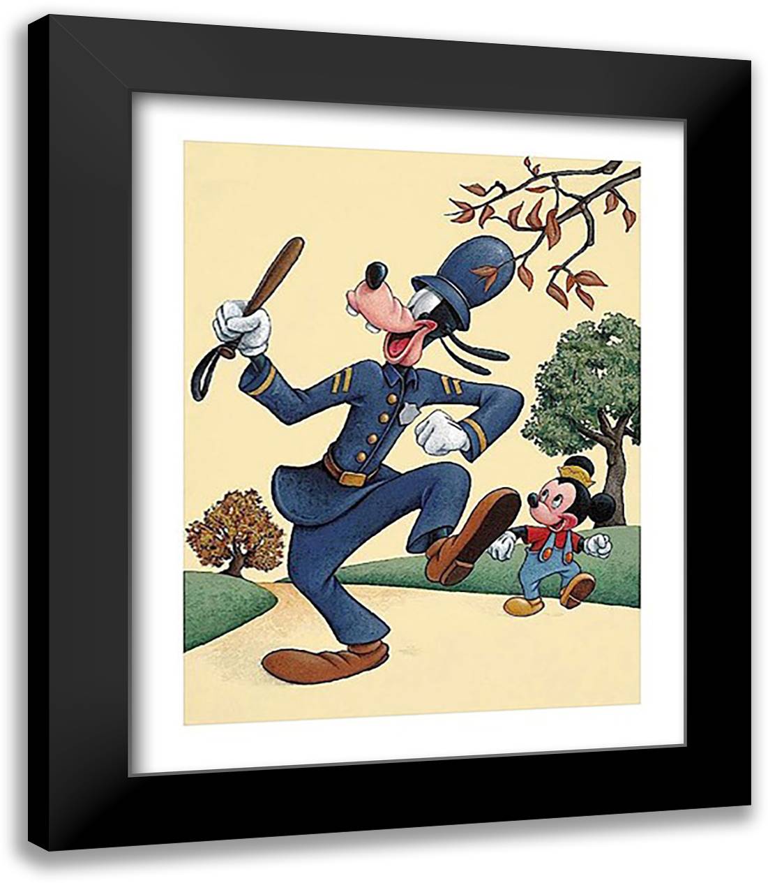 Officer Goofy 15x18 Black Modern Wood Framed Art Print Poster by Disney