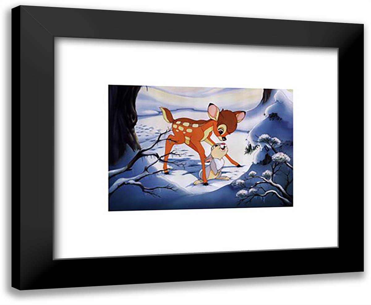 Bambi's Winter Trail 24x20 Black Modern Wood Framed Art Print Poster by Disney