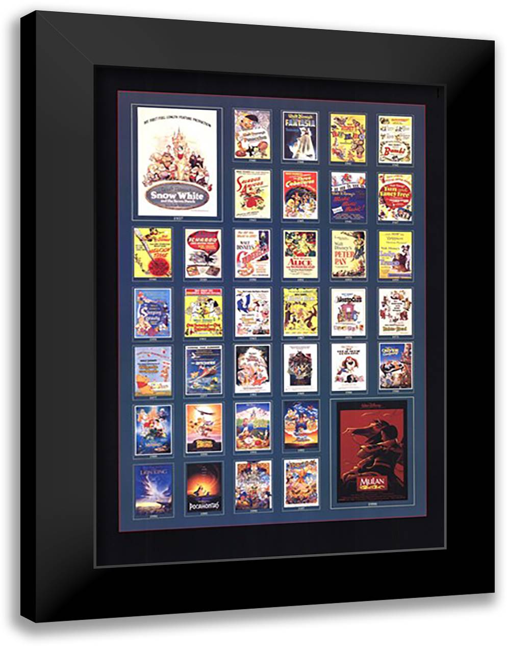 75 Years of Animation 28x40 Black Modern Wood Framed Art Print Poster by Disney
