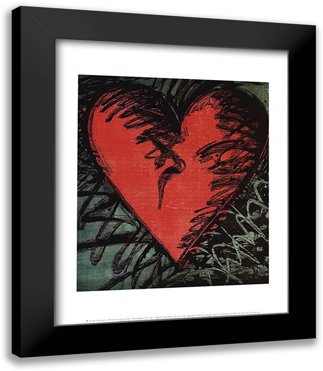 Rancho Woodcut Heart 15x18 Black Modern Wood Framed Art Print Poster by Dine, Jim