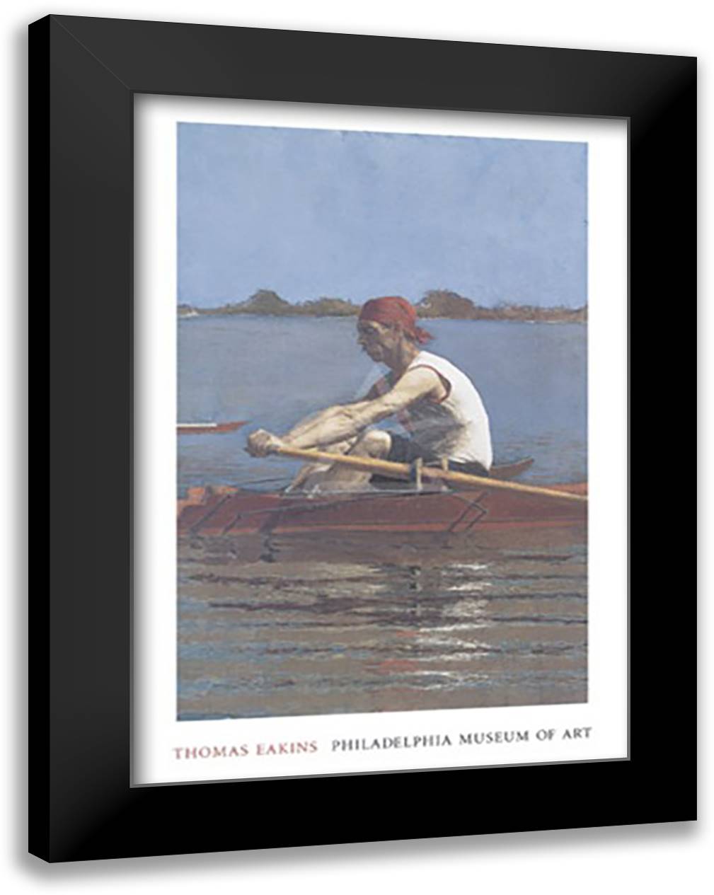 John Biglin in a Single Scull, 1873-74 21x28 Black Modern Wood Framed Art Print Poster by Eakins, Thomas