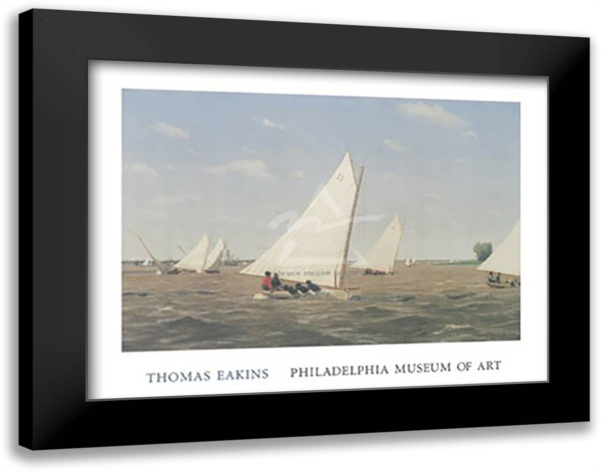 Sailboats Racing on the Delaware, 1874 28x22 Black Modern Wood Framed Art Print Poster by Eakins, Thomas