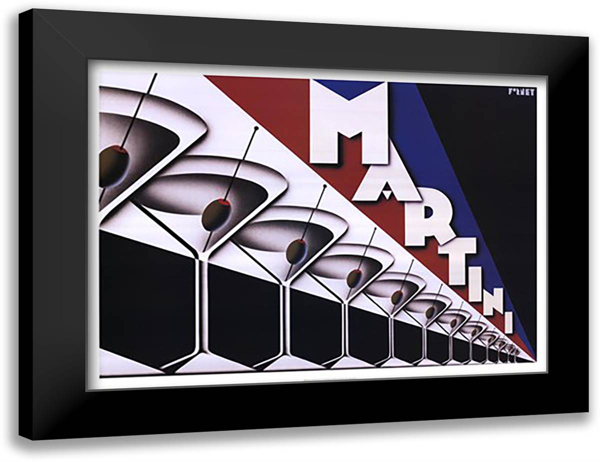 Martini 40x28 Black Modern Wood Framed Art Print Poster by Forney, Steve