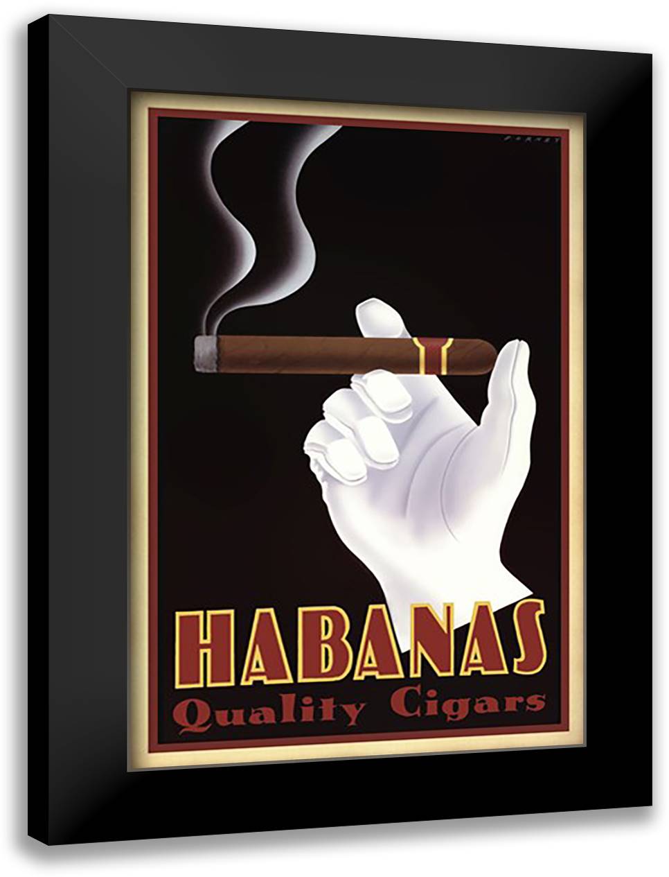 Habanas Quality Cigars 22x32 Black Modern Wood Framed Art Print Poster by Forney, Steve