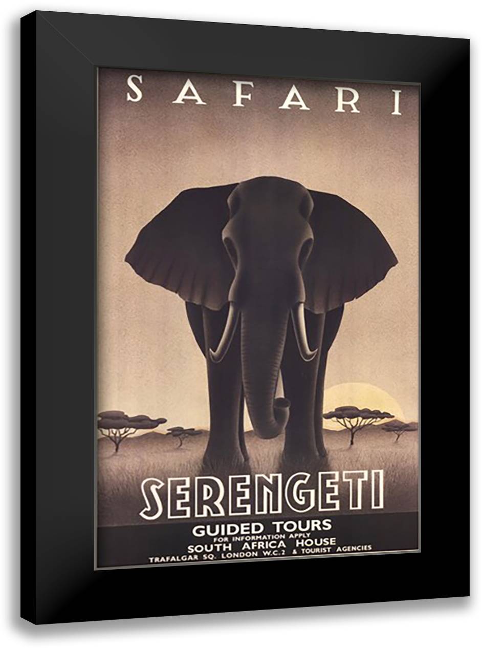 Serengeti 26x40 Black Modern Wood Framed Art Print Poster by Forney, Steve