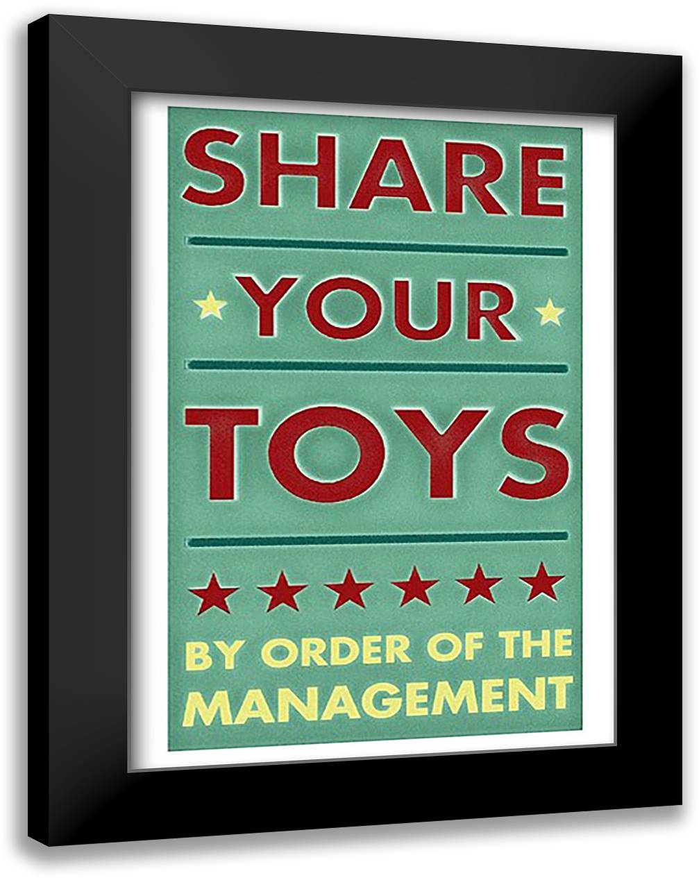 Share Your Toys 17x23 Black Modern Wood Framed Art Print Poster by Golden, John