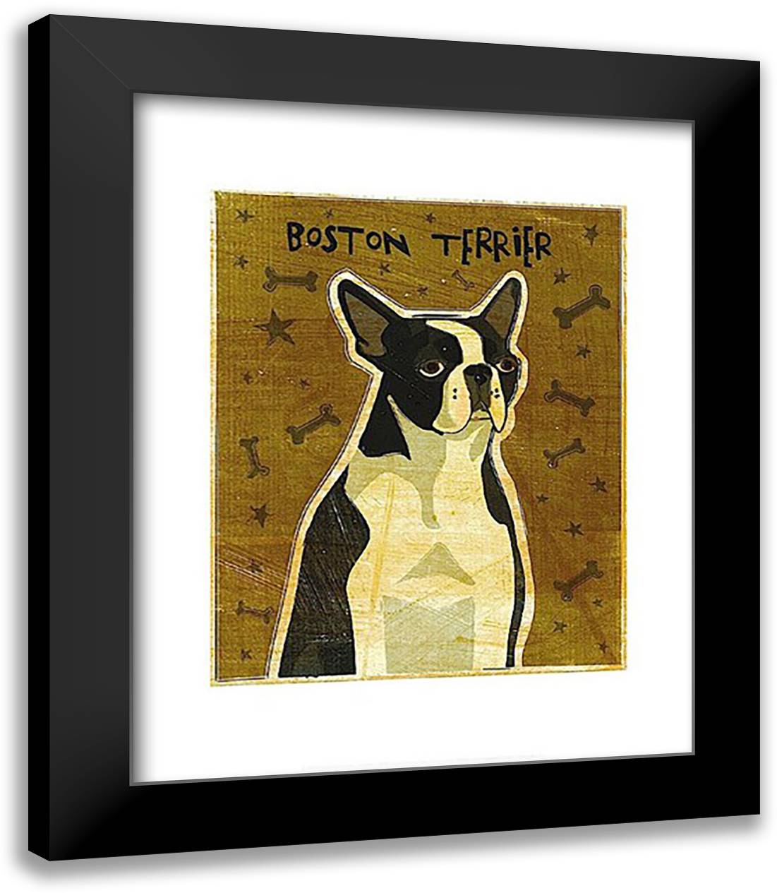Boston Terrier 15x18 Black Modern Wood Framed Art Print Poster by Golden, John