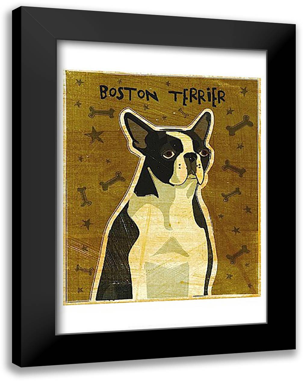 Boston Terrier 17x23 Black Modern Wood Framed Art Print Poster by Golden, John