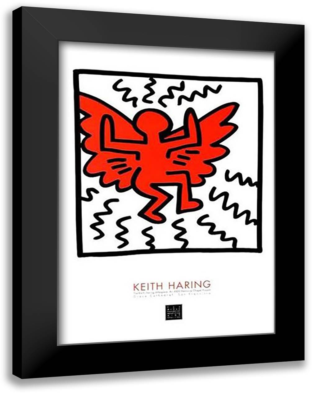 Keith Haring - Untitled, 1990 Size1 28x40 Black Modern Wood Framed Art Print Poster by Haring, Keith