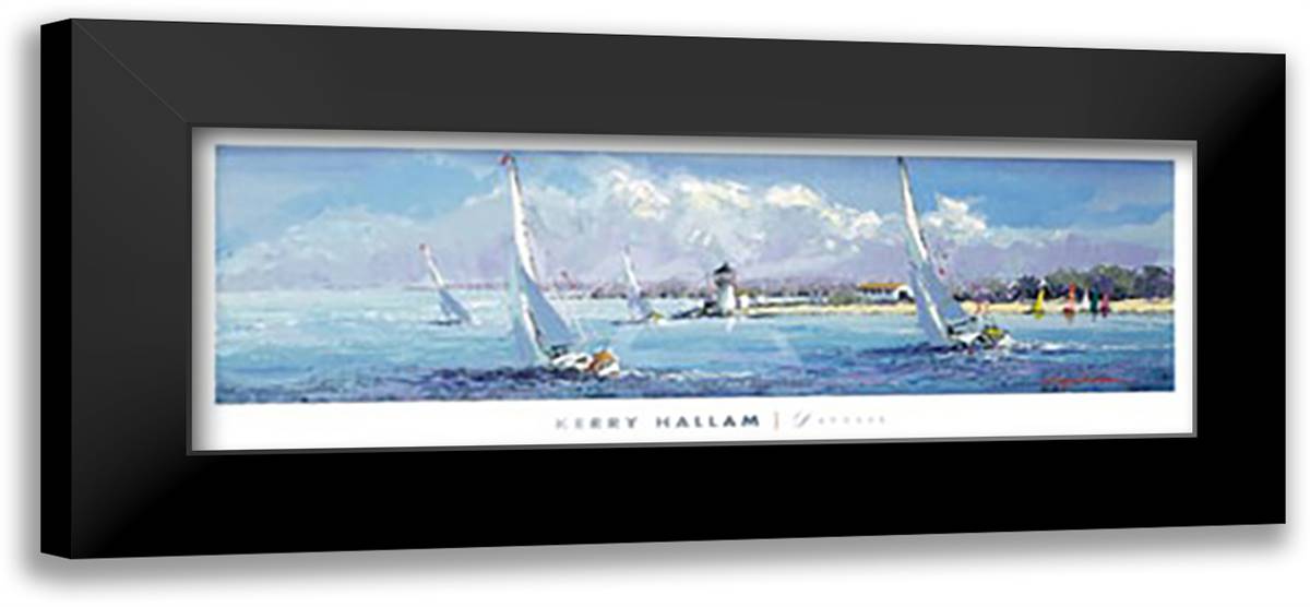 Daysail 40x16 Black Modern Wood Framed Art Print Poster by Hallam, Kerry