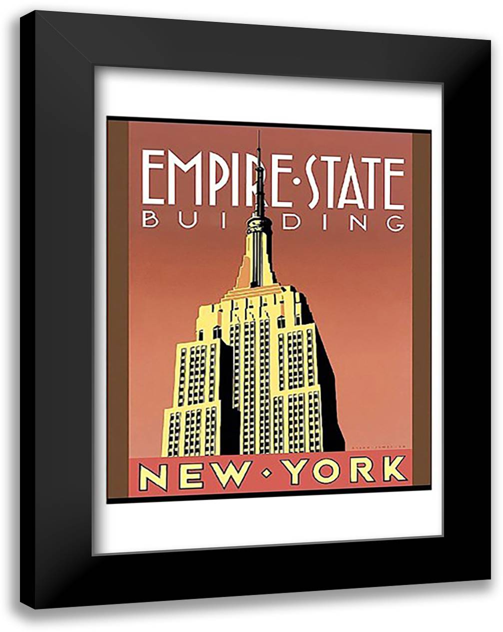 Empire State Building 17x23 Black Modern Wood Framed Art Print Poster by James, Brian