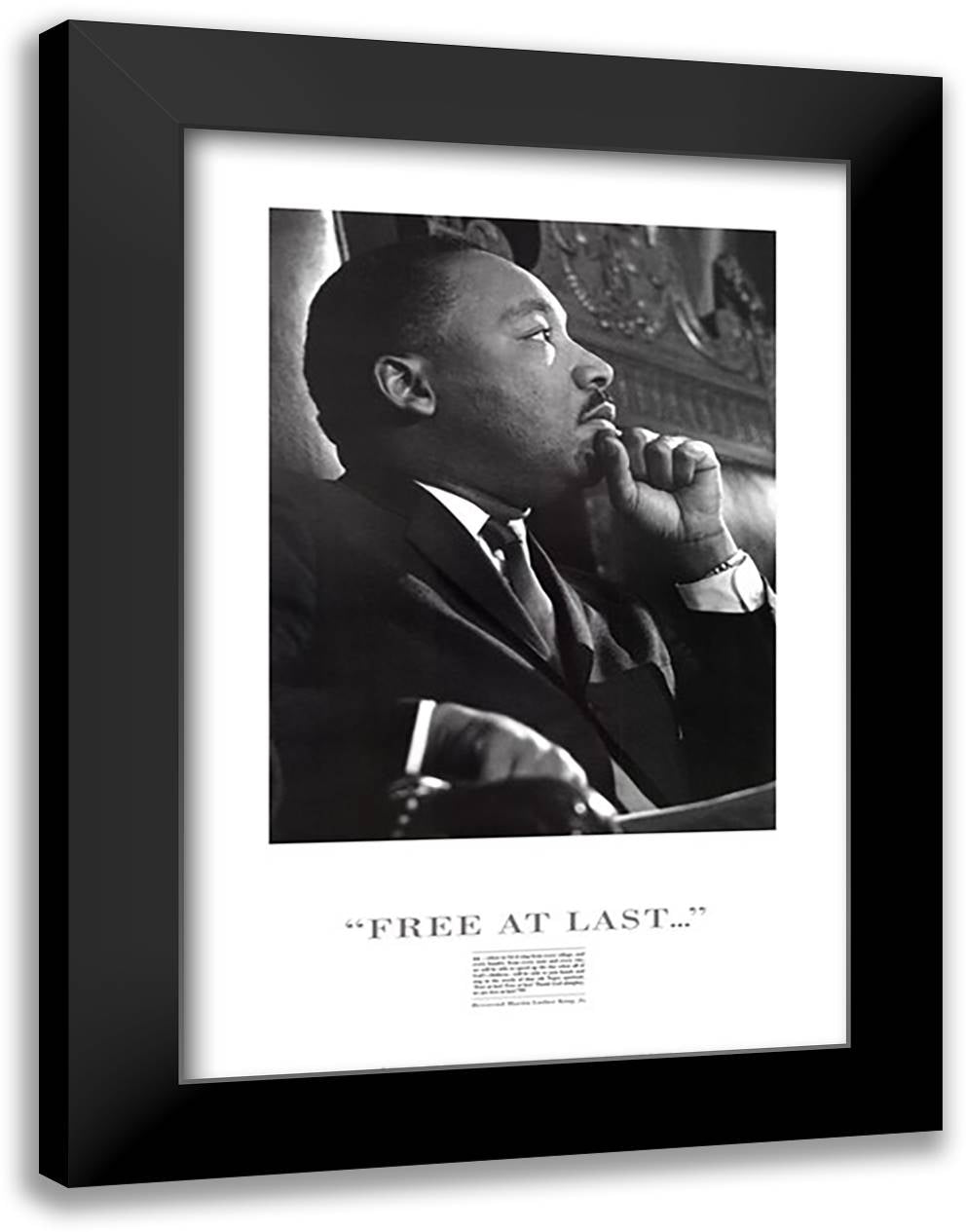 King: Free at Last! 28x40 Black Modern Wood Framed Art Print Poster