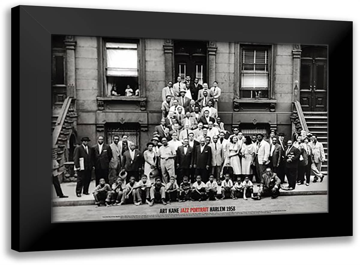 Jazz Portrait - Harlem, 1958 39x28 Black Modern Wood Framed Art Print Poster by Kane, Art