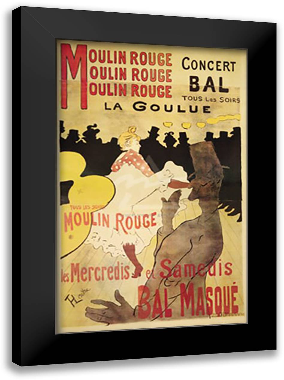 Moulin Rouge/La Goulue 17x23 Black Modern Wood Framed Art Print Poster by Toulouse-Lautrec, Henri de
