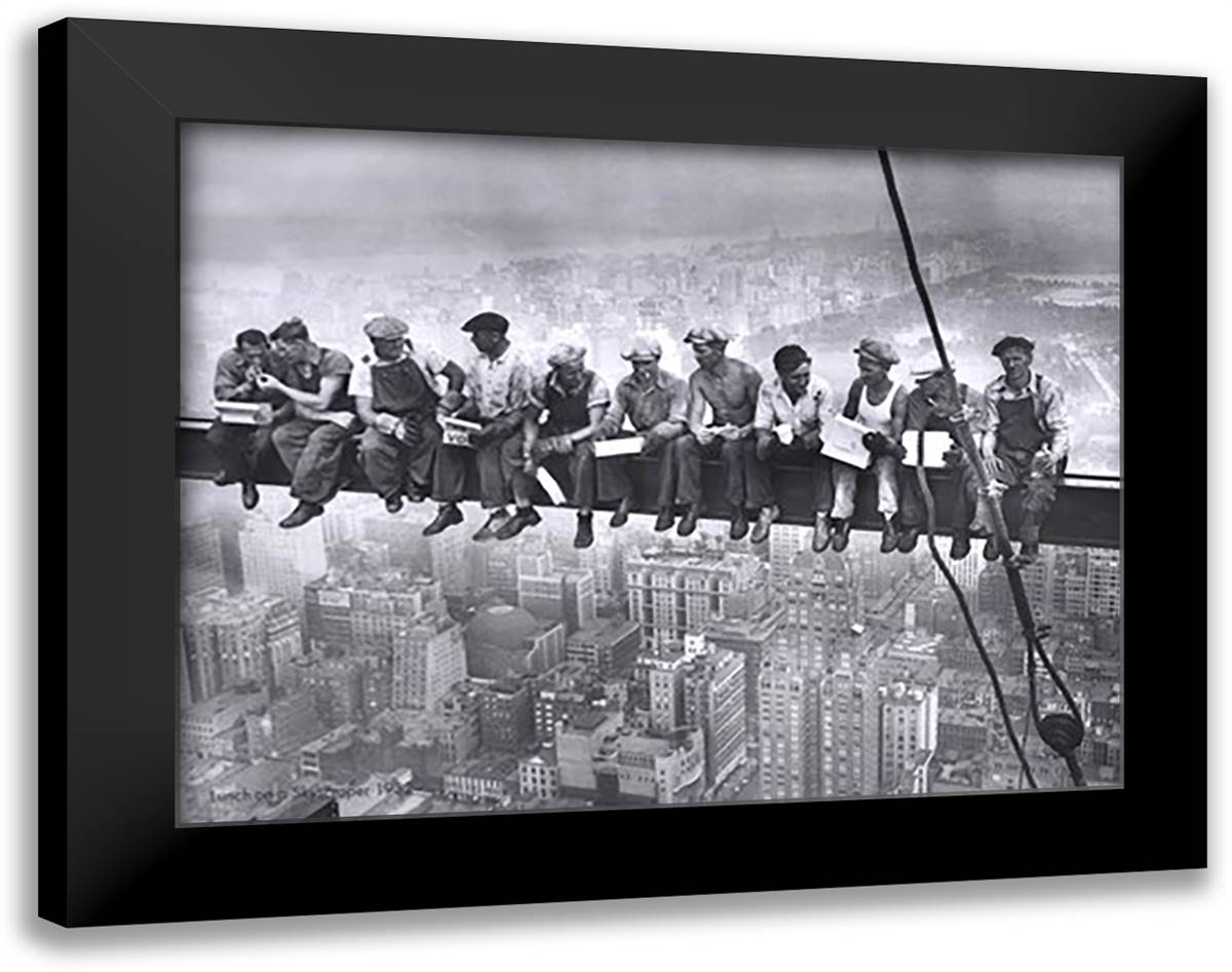 Lunchtime Atop a Skyscraper, c.1932 36x28 Black Modern Wood Framed Art Print Poster by Ebbets, Charles C.