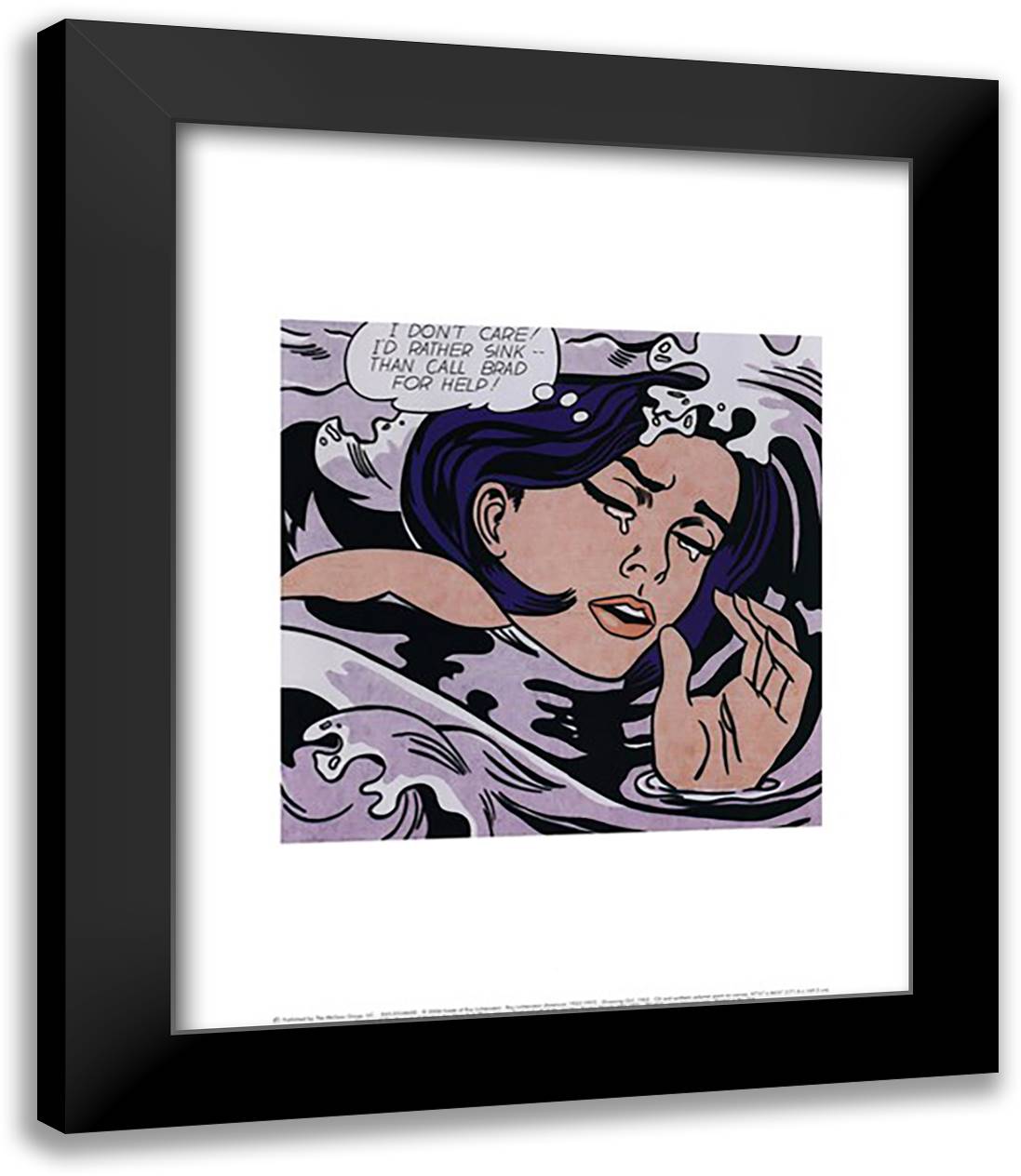 Drowning Girl 15x18 Black Modern Wood Framed Art Print Poster by Lichtenstein, Roy