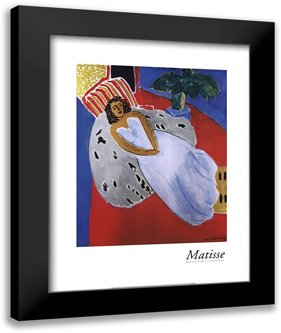Reclining Nude in a White Dress 28x36 Black Modern Wood Framed Art Print Poster by Matisse, Henri