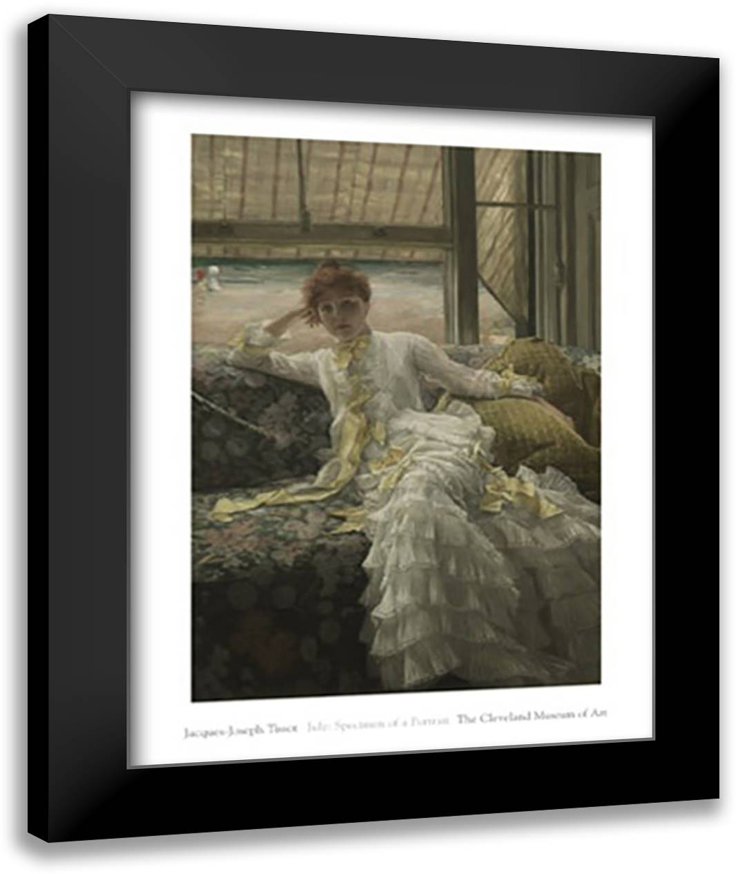 July: Specimen of a Portrait, c.1878 28x36 Black Modern Wood Framed Art Print Poster by Tissot, James