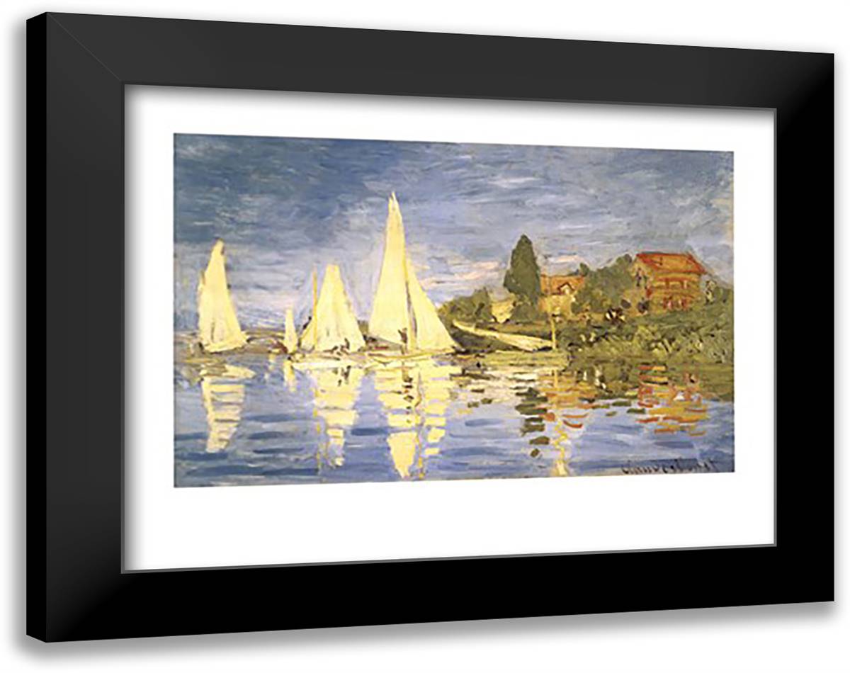 Regatta at Argenteuil 36x28 Black Modern Wood Framed Art Print Poster by Monet, Claude