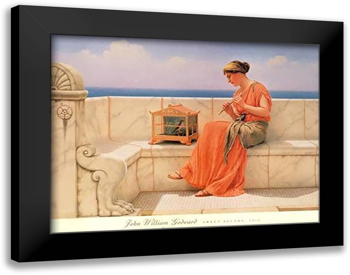 Sweet Sounds, 1918 36x28 Black Modern Wood Framed Art Print Poster by Godward, John William