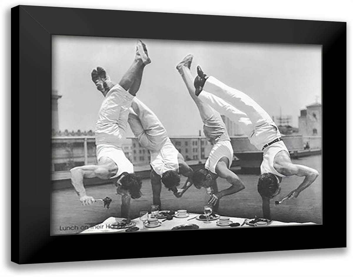 Lunch on Their Hands 36x28 Black Modern Wood Framed Art Print Poster