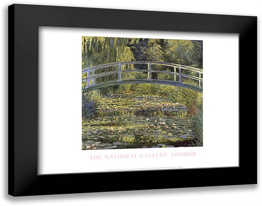 The Water Lily Pond & Bridge 36x28 Black Modern Wood Framed Art Print Poster by Monet, Claude