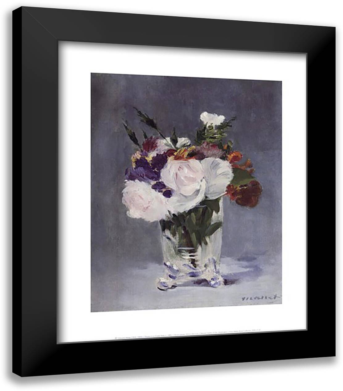 Flowers in a Crystal Vase 15x18 Black Modern Wood Framed Art Print Poster by Manet, Edouard
