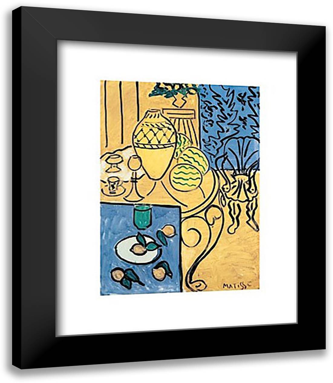 Interior in Yellow and Blue, 1946 15x18 Black Modern Wood Framed Art Print Poster by Matisse, Henri