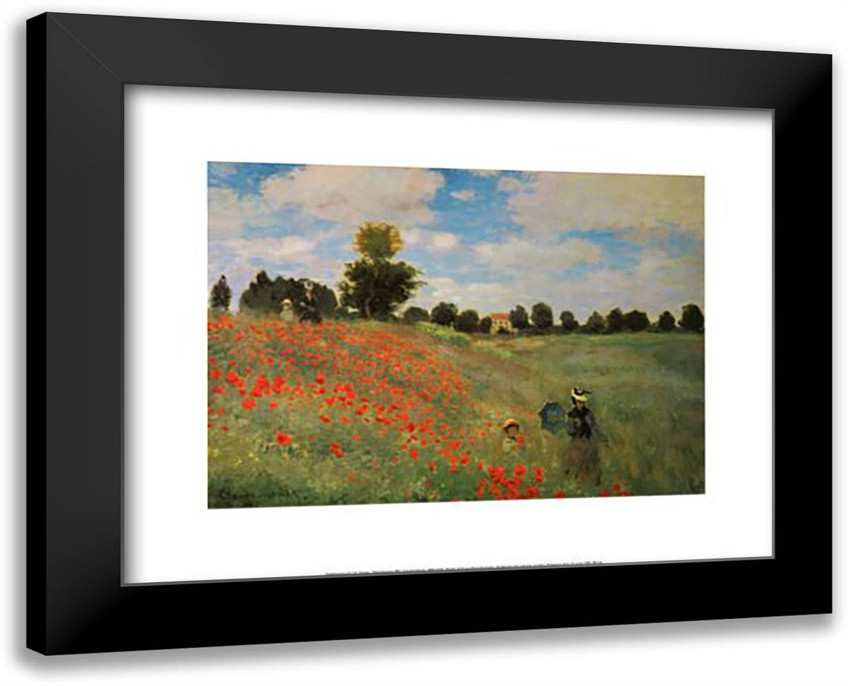 Wild Poppies 18x15 Black Modern Wood Framed Art Print Poster by Monet, Claude