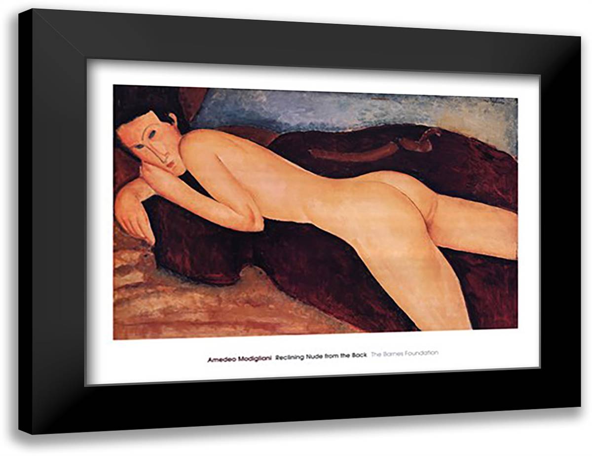 Reclining Nude from the Back, c.1917 40x28 Black Modern Wood Framed Art Print Poster by Modigliani, Amedeo