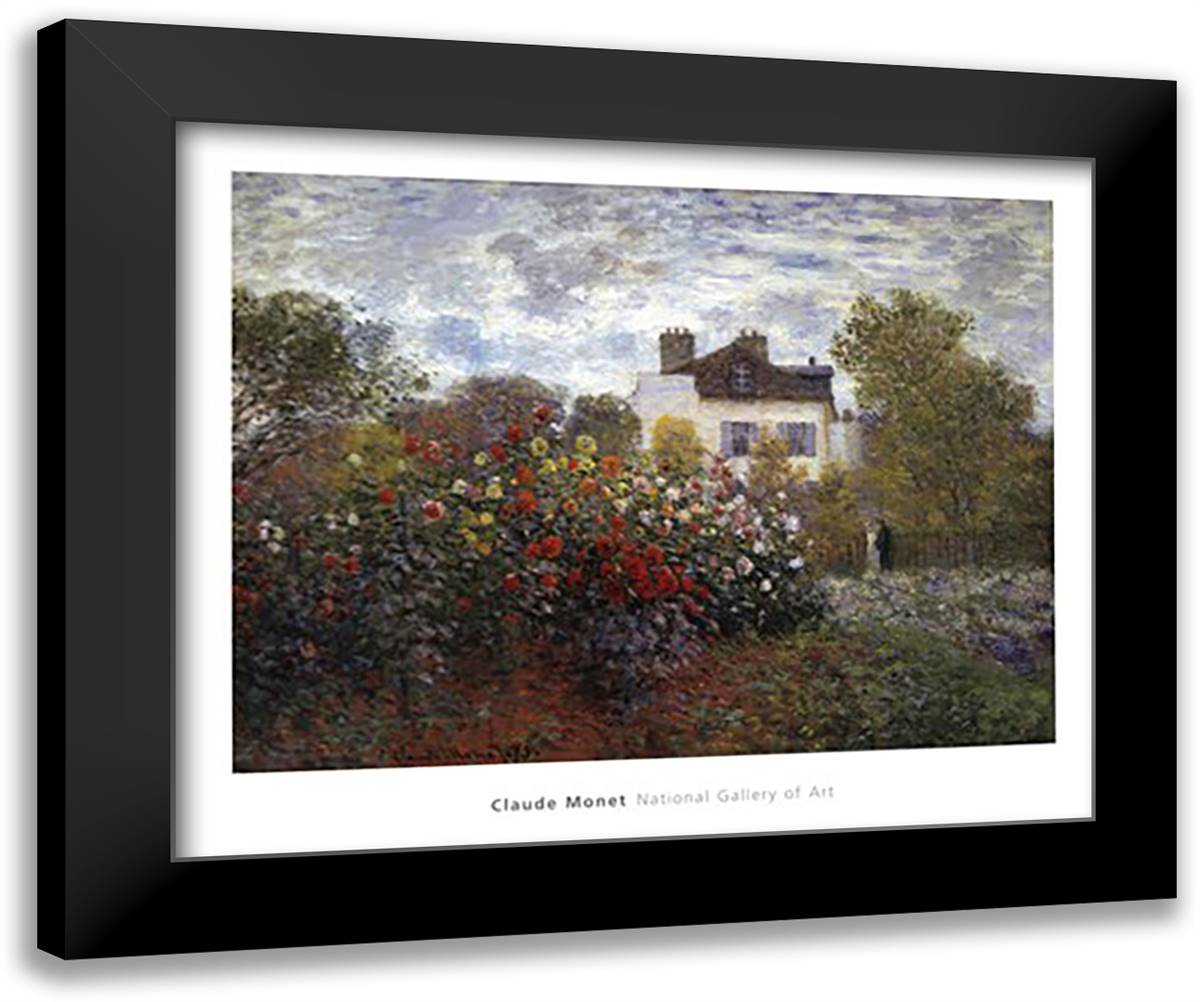 The Artist's Garden in Argenteuil (A Corner of the Garden with Dahlias), c.1873 34x28 Black Modern Wood Framed Art Print Poster by Monet, Claude