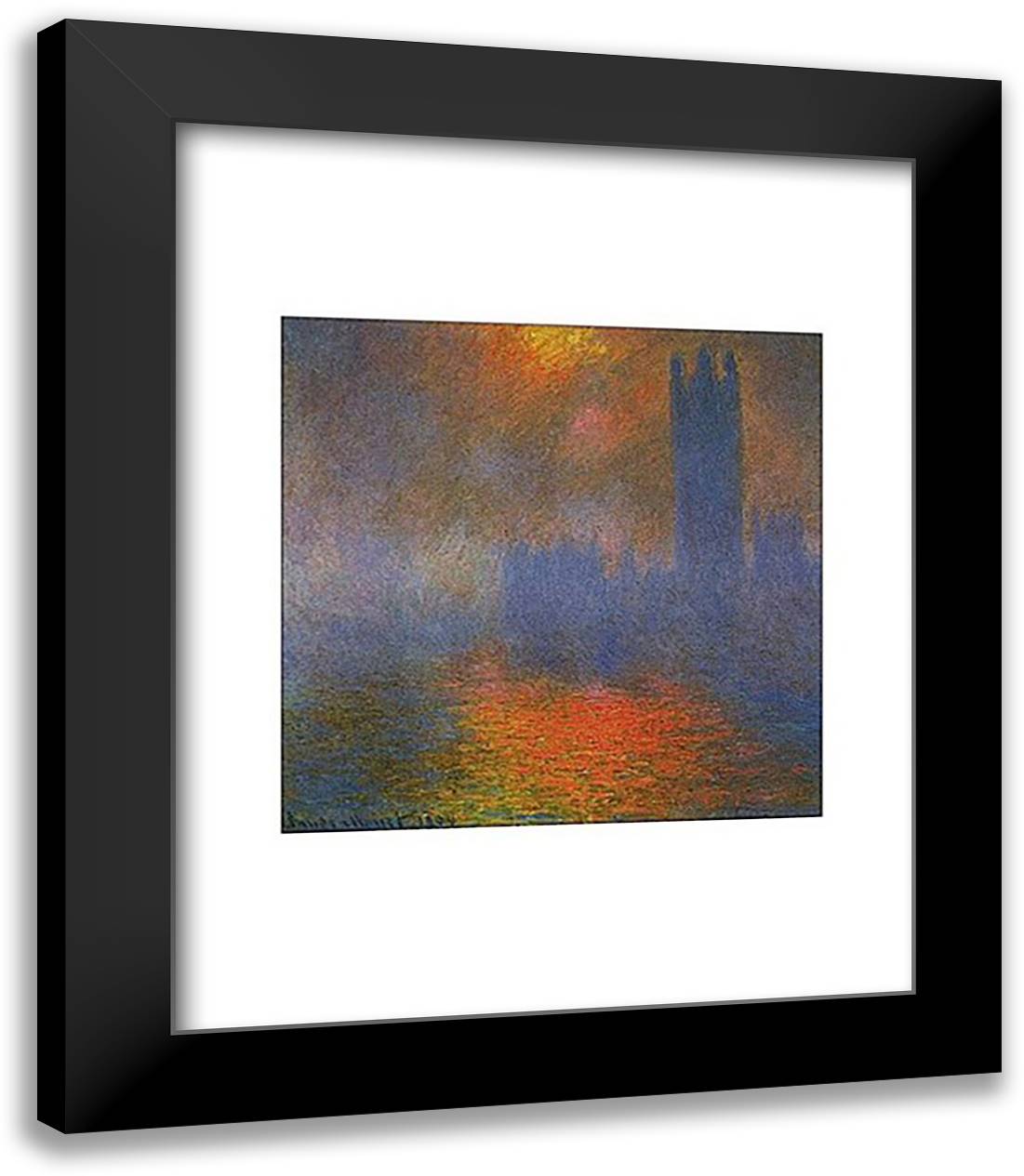Houses of Parliament 15x18 Black Modern Wood Framed Art Print Poster by Monet, Claude