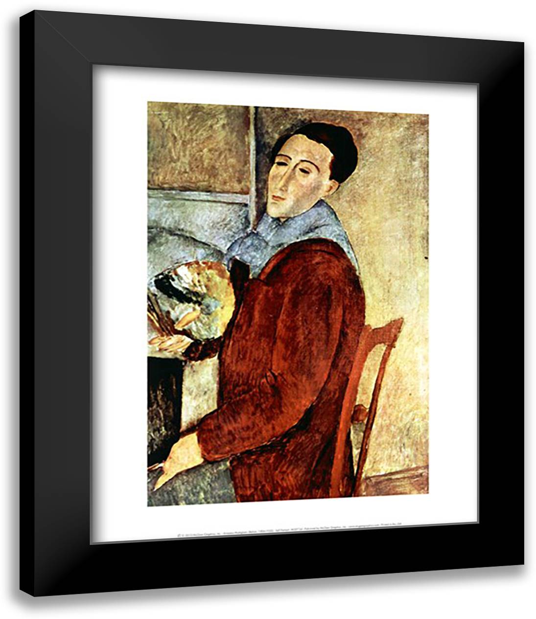 Self Portrait 15x18 Black Modern Wood Framed Art Print Poster by Modigliani, Amedeo