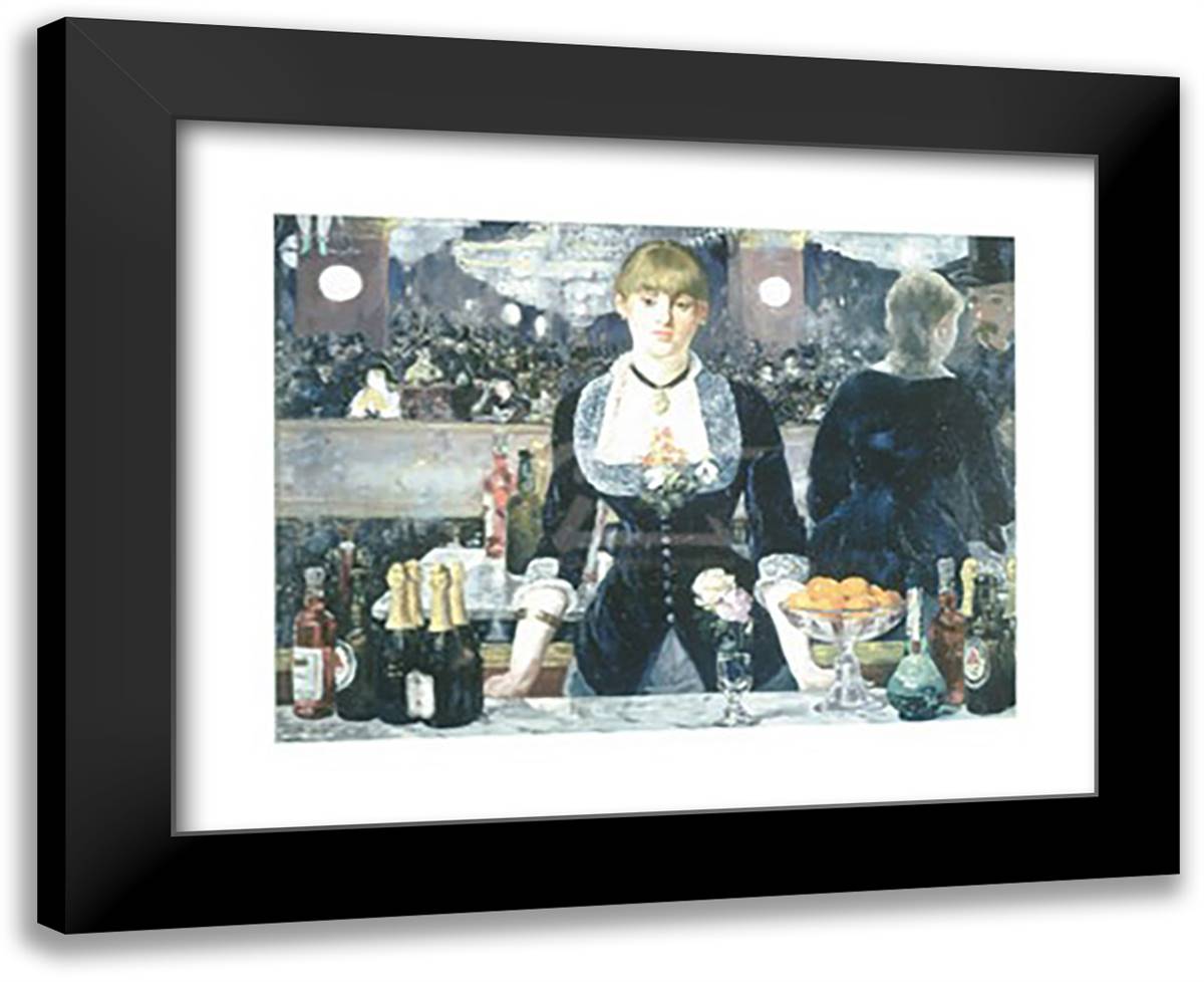 A Bar at the Folies-Bergere 18x15 Black Modern Wood Framed Art Print Poster by Manet, Edouard