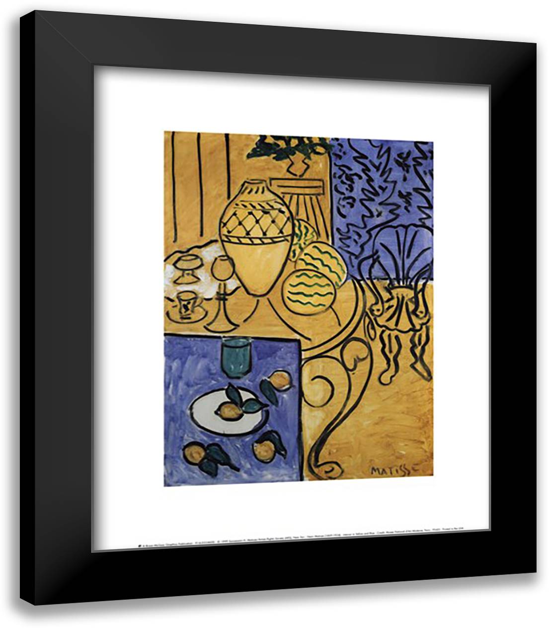 Interior in Yellow and Blue, 1946 15x18 Black Modern Wood Framed Art Print Poster by Matisse, Henri