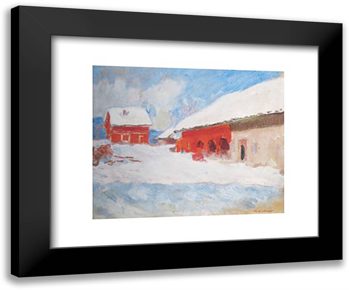 Les maisons rouges a Bjoernegaard, Norvege, 1895 18x15 Black Modern Wood Framed Art Print Poster by Monet, Claude