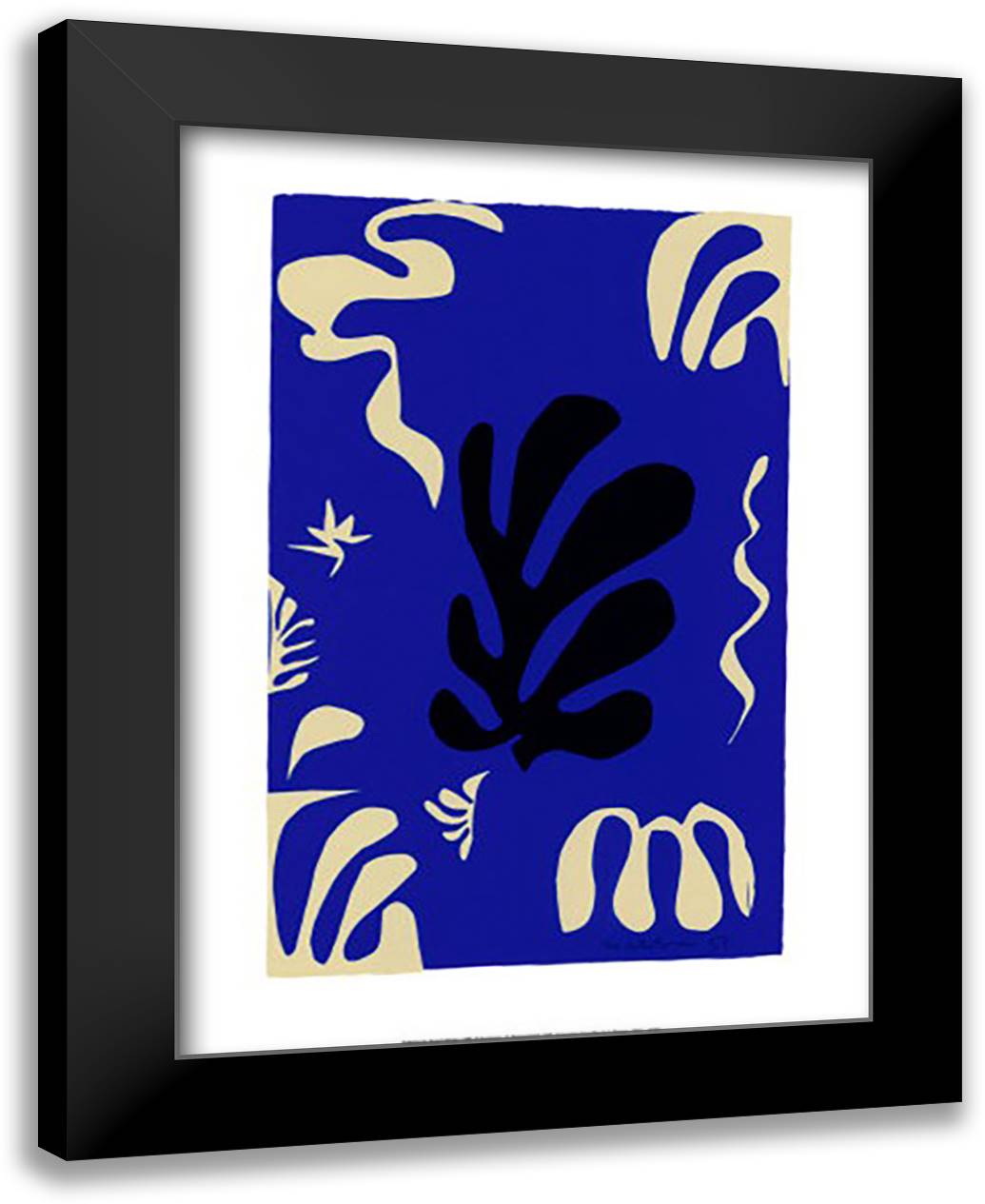 Composition fond bleu (serigraph) 24x32 Black Modern Wood Framed Art Print Poster by Matisse, Henri
