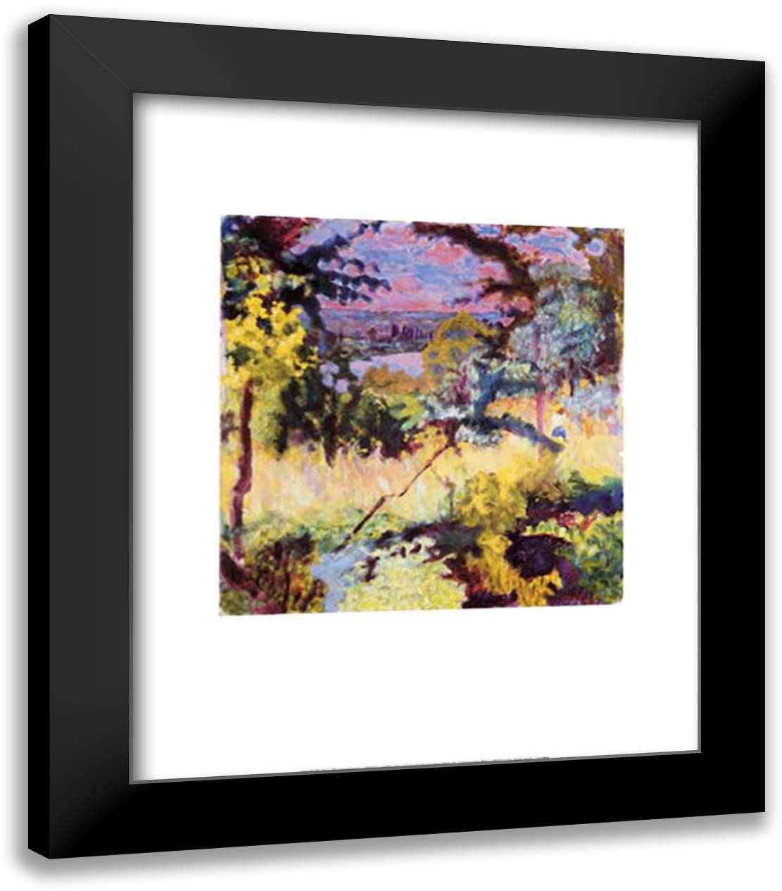 View of the River Vernon 20x24 Black Modern Wood Framed Art Print Poster by Bonnard, Pierre