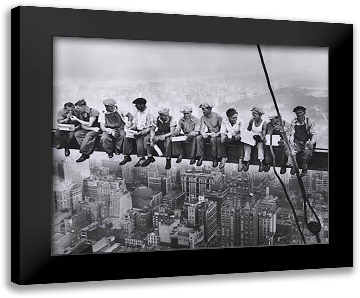 Lunchtime Atop a Skyscraper, c.1932 24x20 Black Modern Wood Framed Art Print Poster by Ebbets, Charles C.