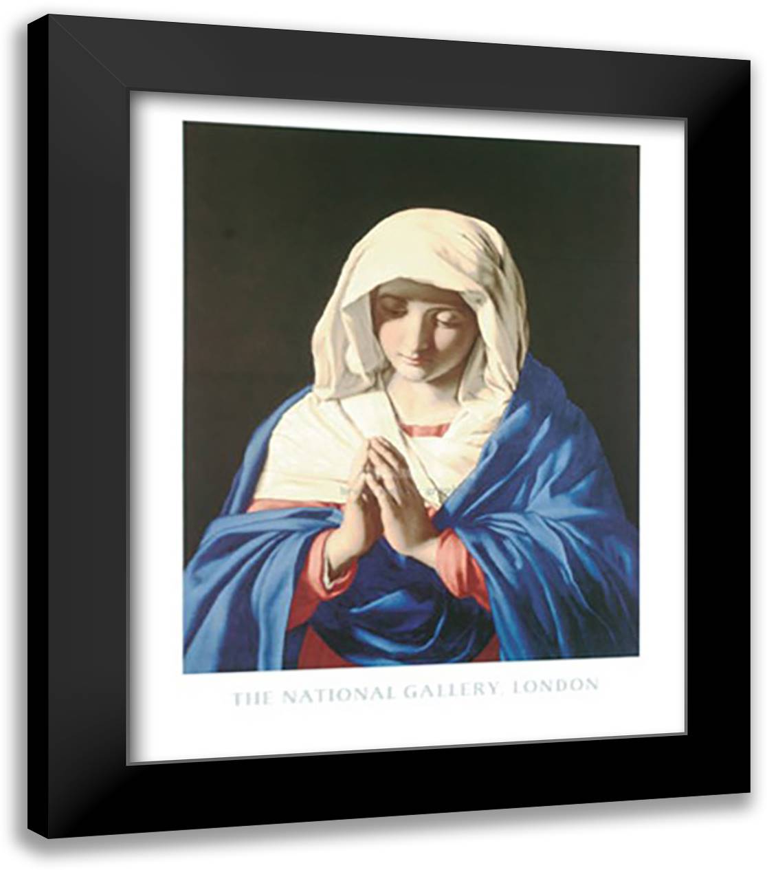 The Virgin in Prayer 20x24 Black Modern Wood Framed Art Print Poster by Sassoferrato