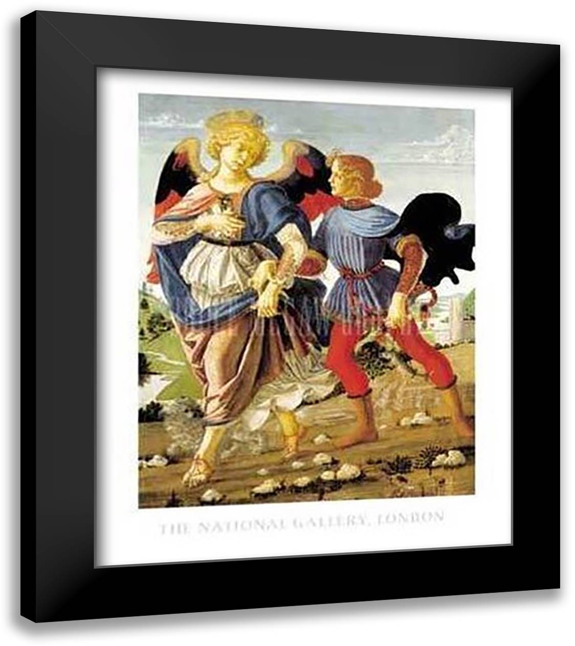 Tobias and the Angel 20x24 Black Modern Wood Framed Art Print Poster by Verrocchio