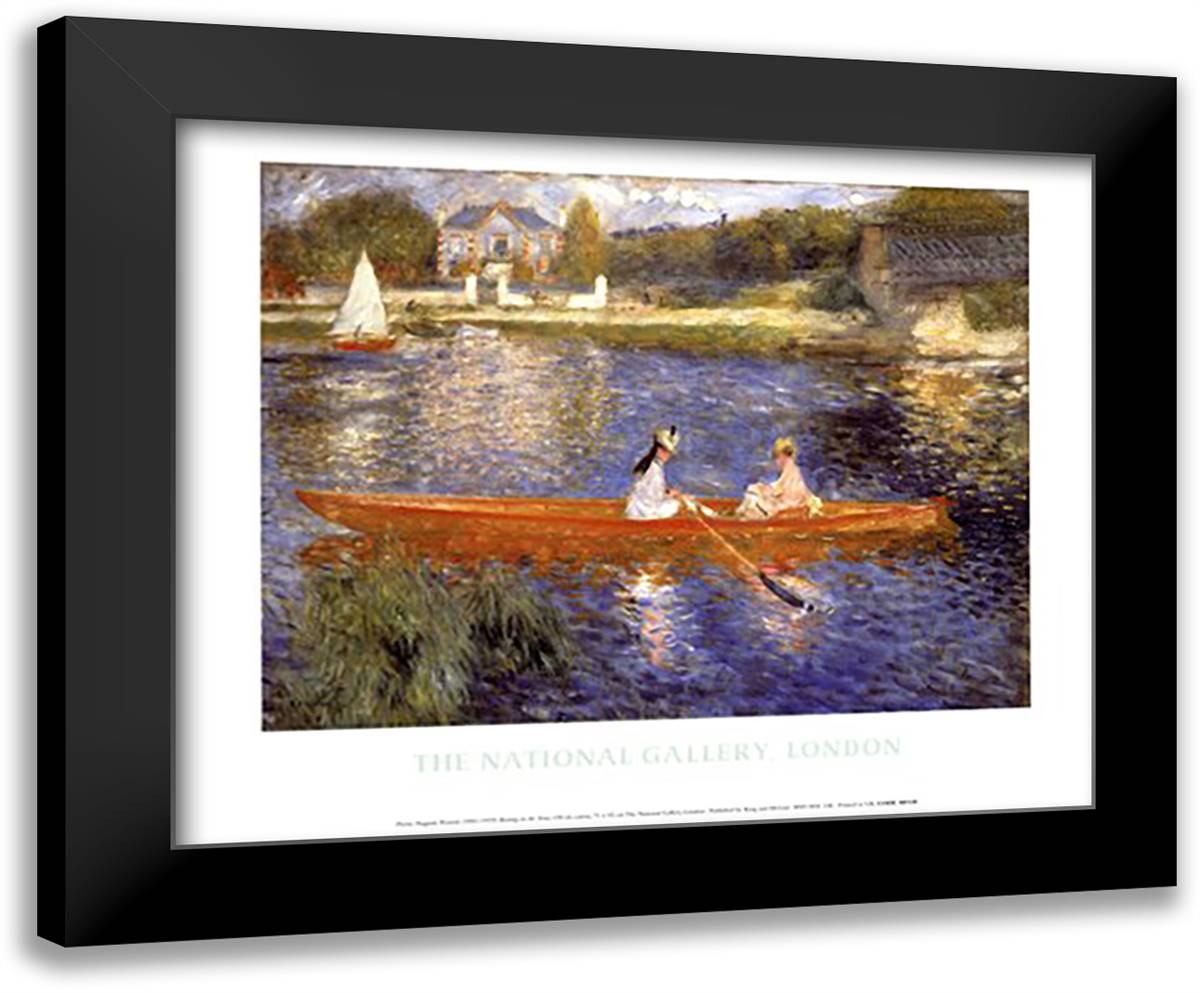 Boating on the Seine 24x20 Black Modern Wood Framed Art Print Poster by Renoir, Pierre-Auguste