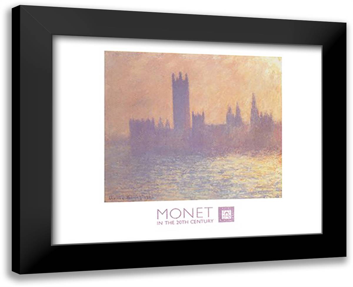 Houses of Parliament, Sunset, c.1903 24x20 Black Modern Wood Framed Art Print Poster by Monet, Claude