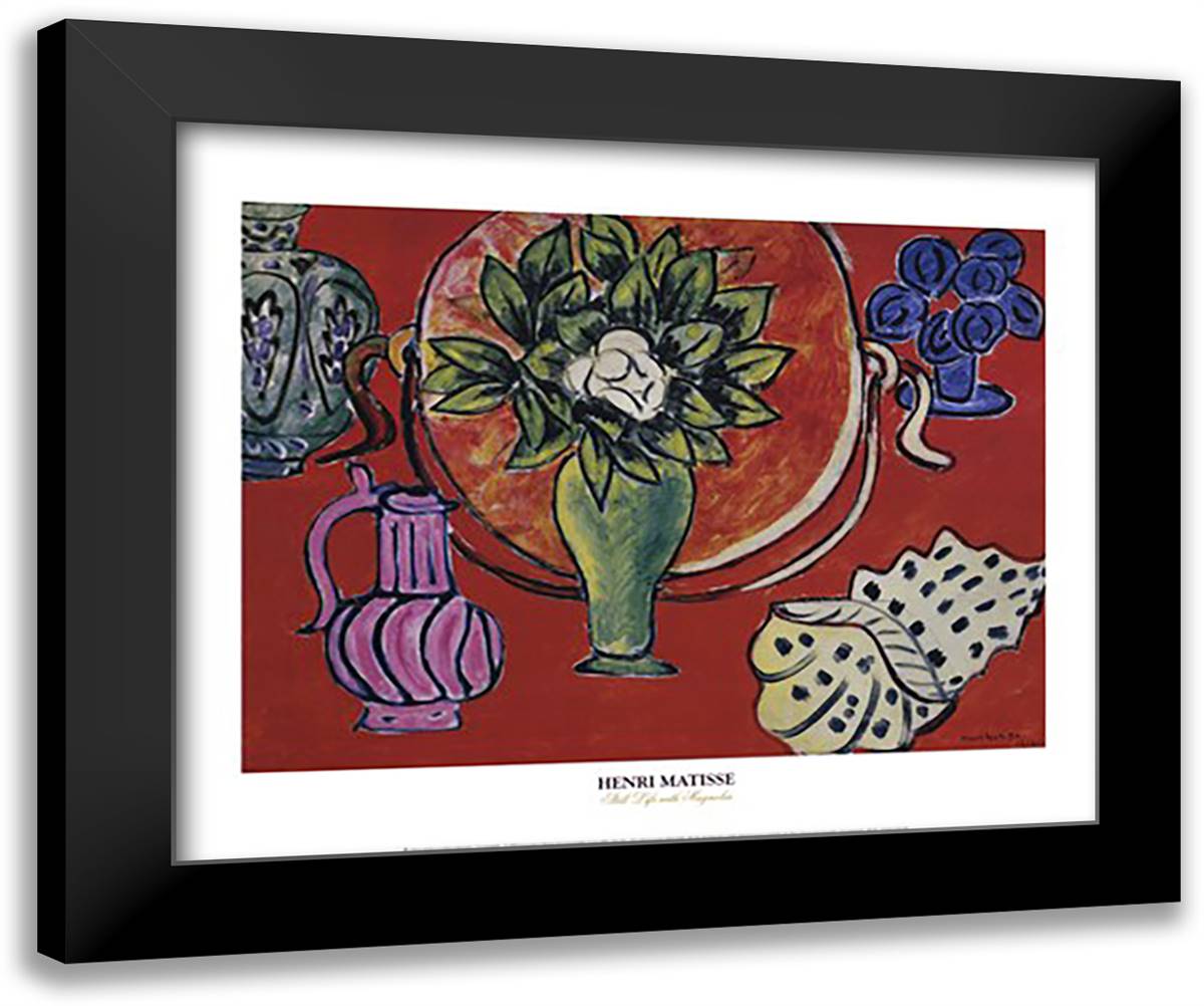 Still Life with Magnolia 24x20 Black Modern Wood Framed Art Print Poster by Matisse, Henri