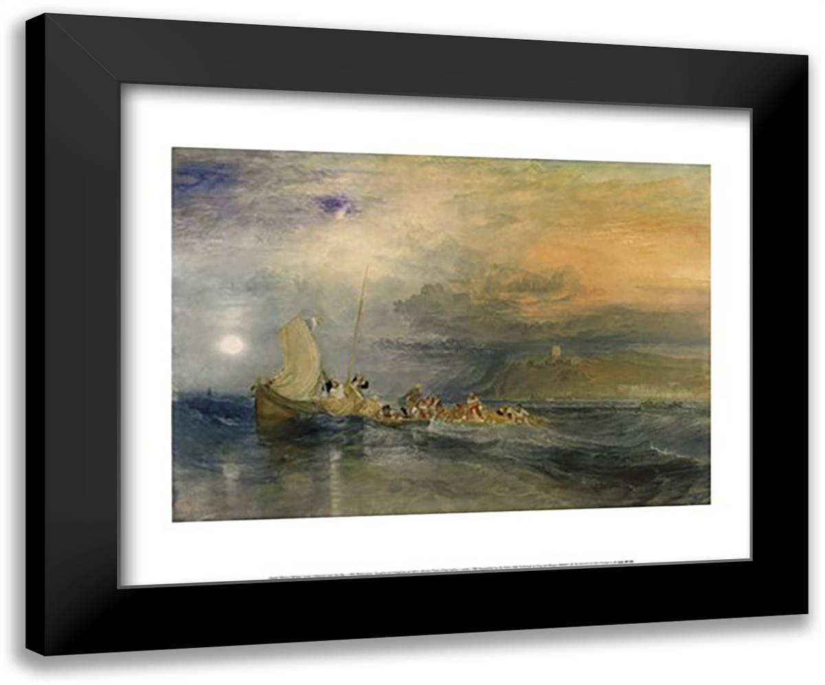 Folkstone from the Sea 24x20 Black Modern Wood Framed Art Print Poster by Turner, J.M.W.